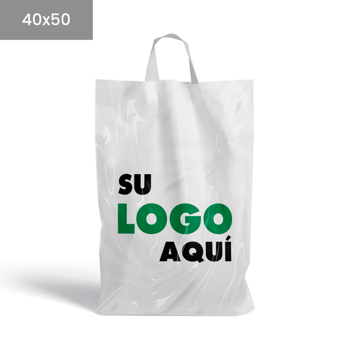 Bolsas impresas con asa y medida de 40x50 de plástico